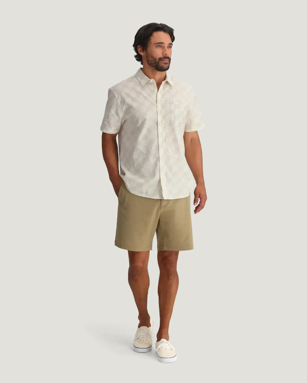 Men's Harbor Short Sleeve Shirt - Sea Scallop Print Birch