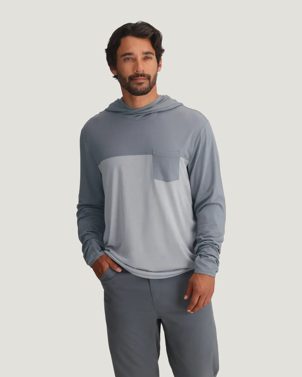 Men's Bamboo Hybrid Hoodie - Slate / Aspen Grey