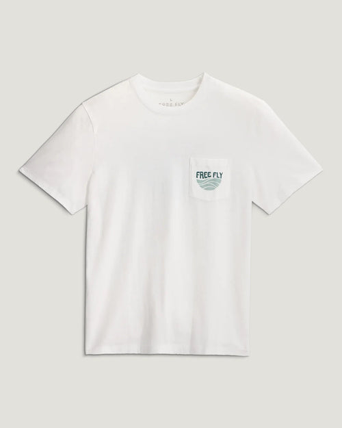Blue Edge Pocket Tee - Bright White
