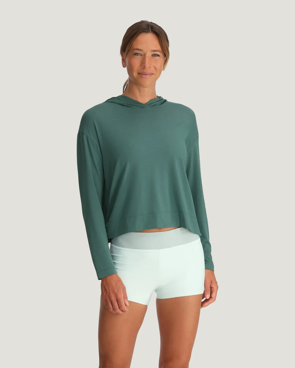 Women's Bamboo Shade Crossover Hoodie - Sea Pine
