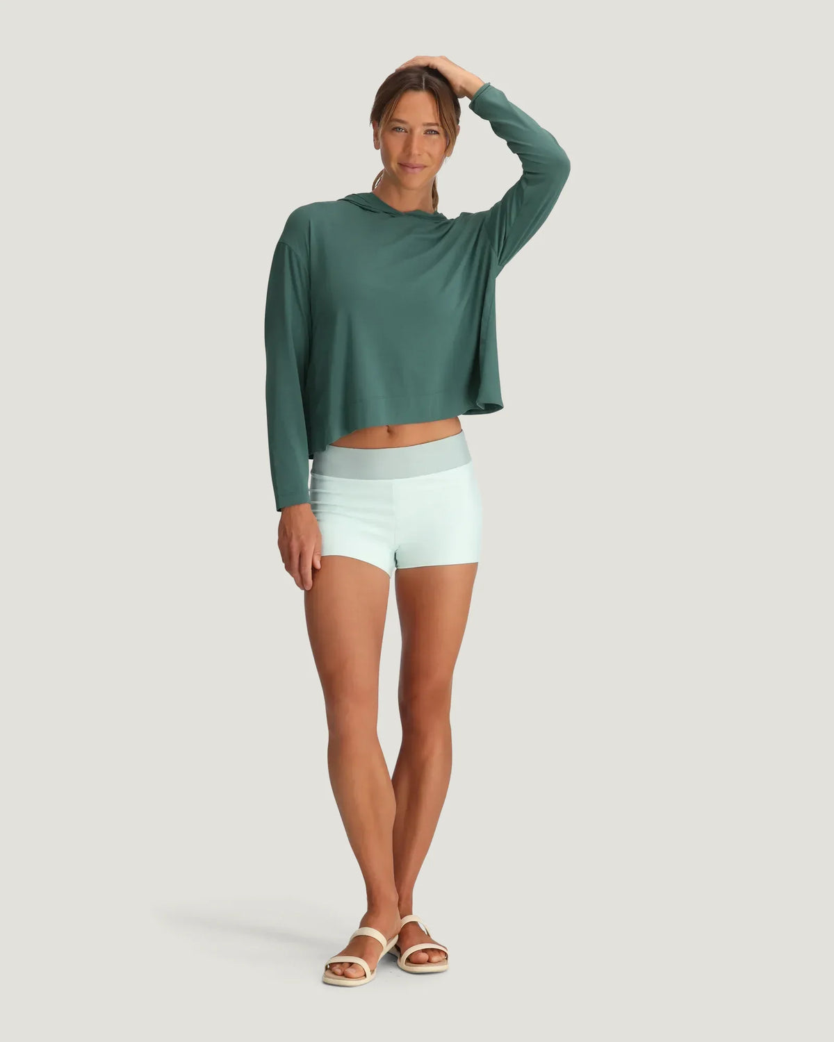 Women's Bamboo Shade Crossover Hoodie - Sea Pine
