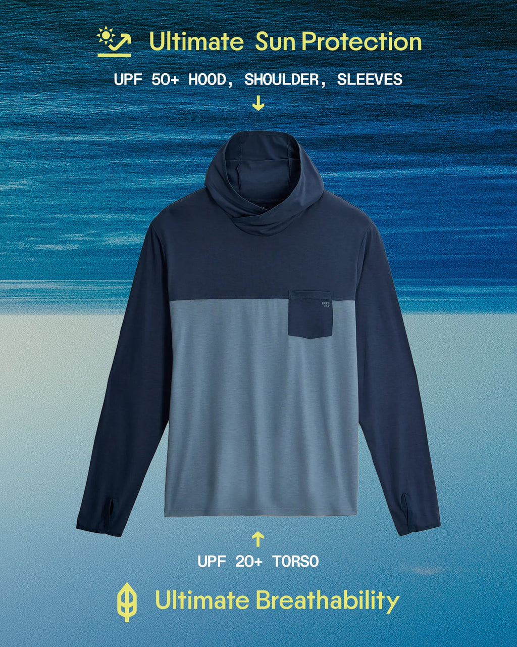 Men's Bamboo Hybrid Hoodie - Storm Cloud / Desert Tan