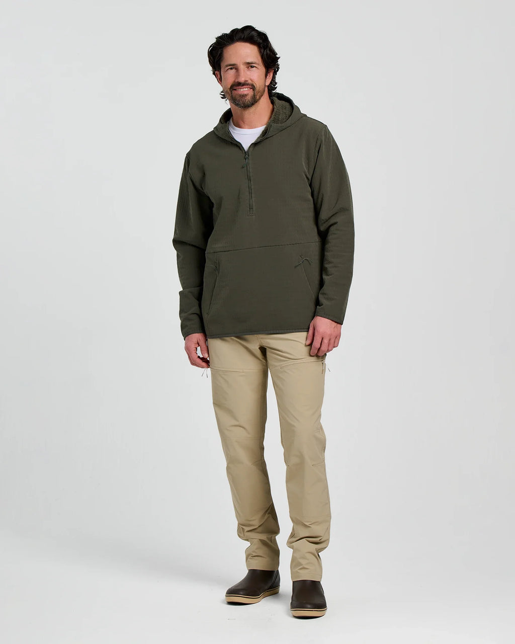 Men's Gridback Fleece Anorak Hoodie - Dark Forest