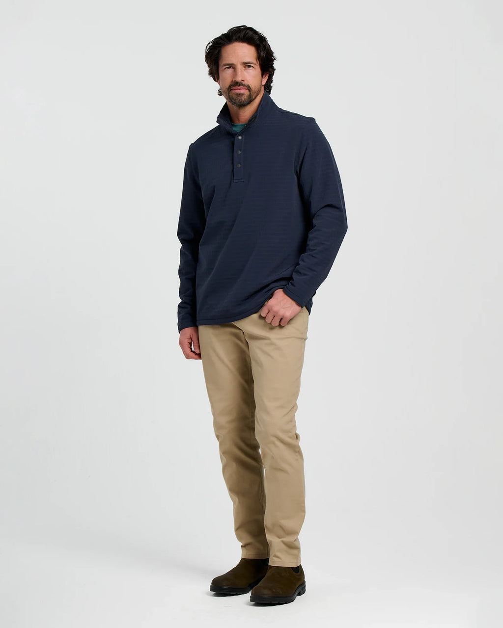 Men's Gridback Fleece Snap Pullover - Deep Navy