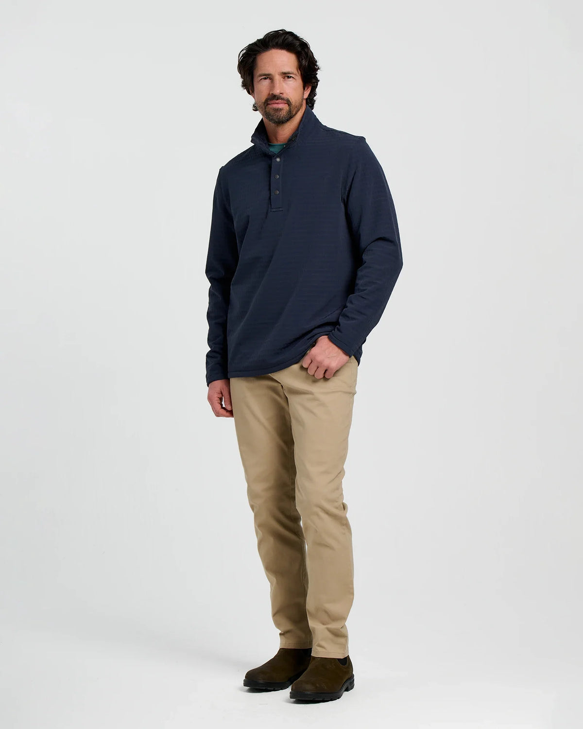Men's Gridback Fleece Snap Pullover - Deep Navy