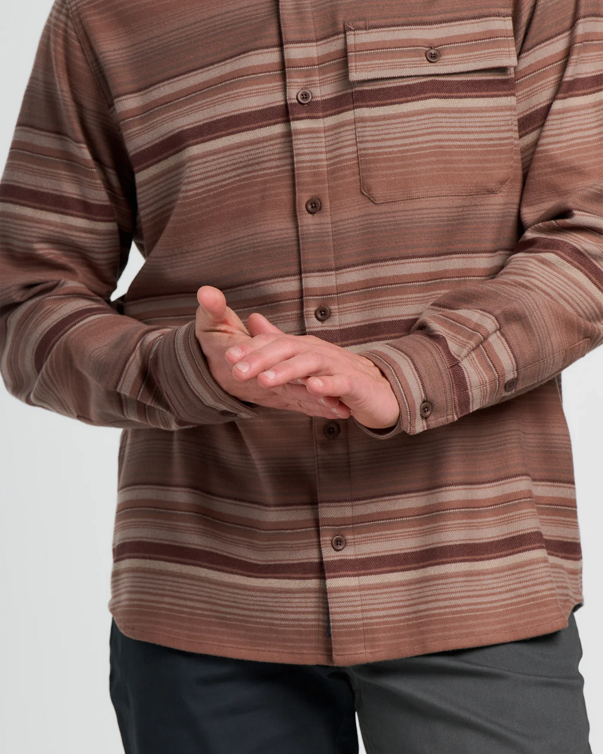 Men's Seawool Flannel Shirt - Nutmeg Stripe
