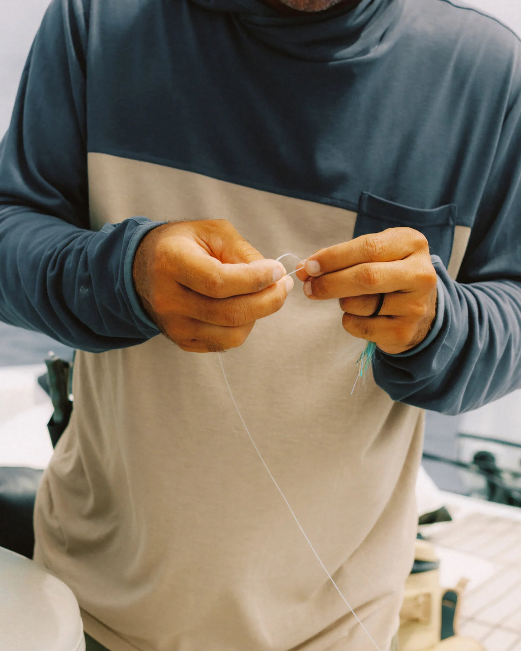 Men's Bamboo Hybrid Hoodie - True Navy / Blue Fog