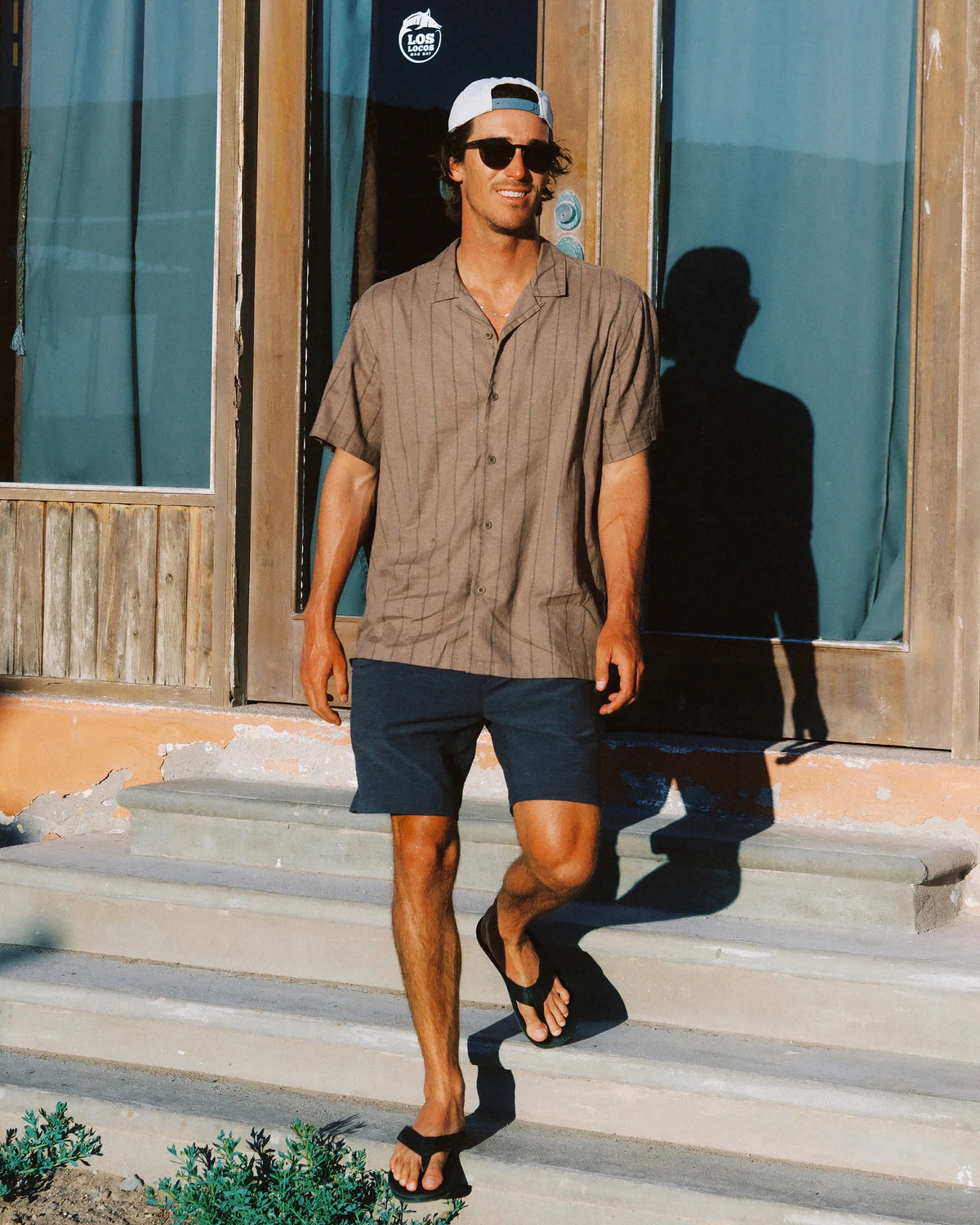Men's Sullivan's Camp Shirt - Dash Vertical Stripe Fossil