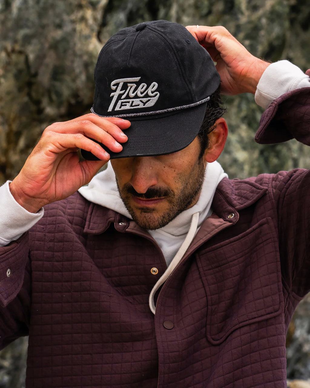 Retro Script Flat Brim Hat - Black