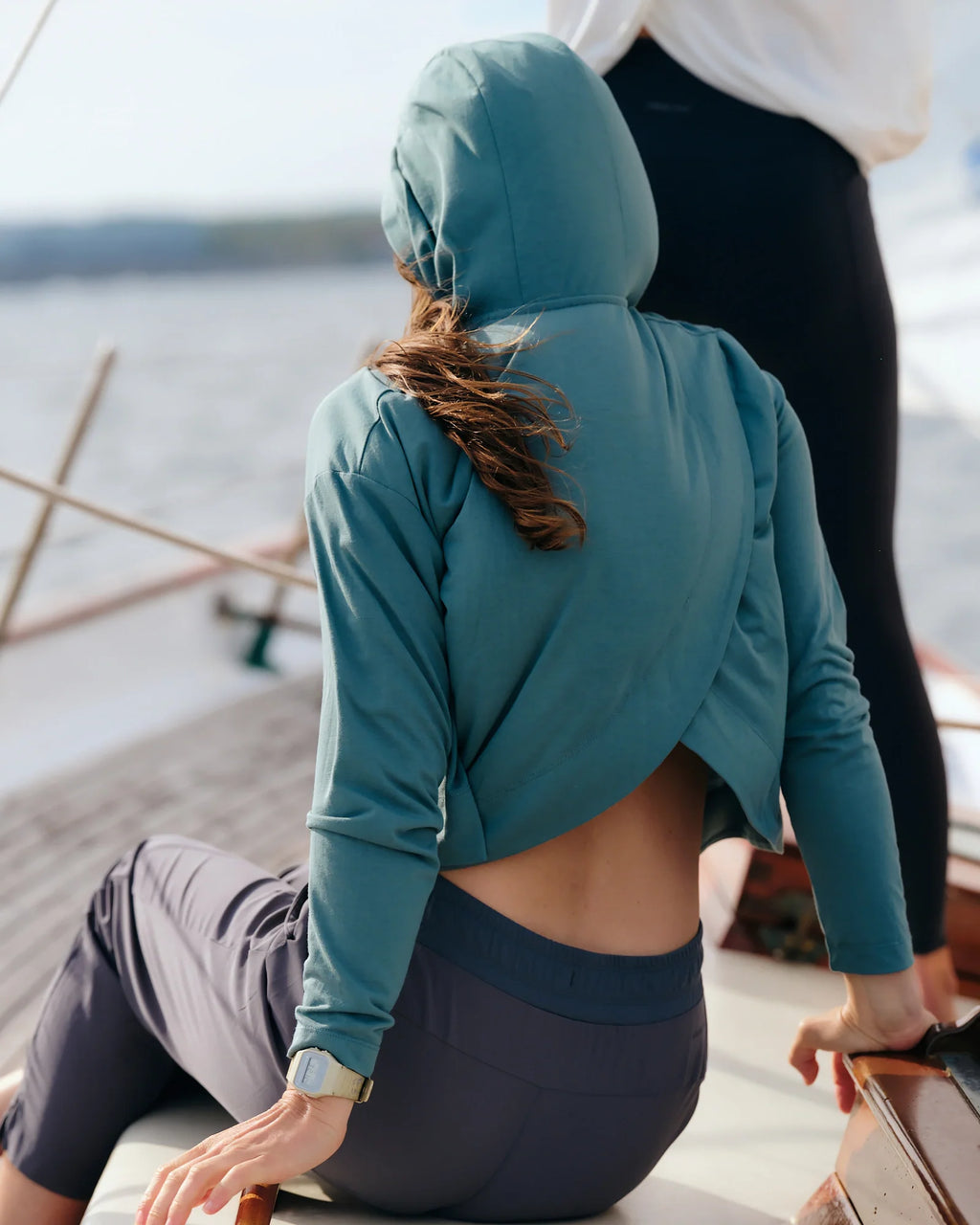 Women's Bamboo Shade Crossover Hoodie - Sea Pine